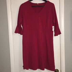 Wine colored bell sleeve dress